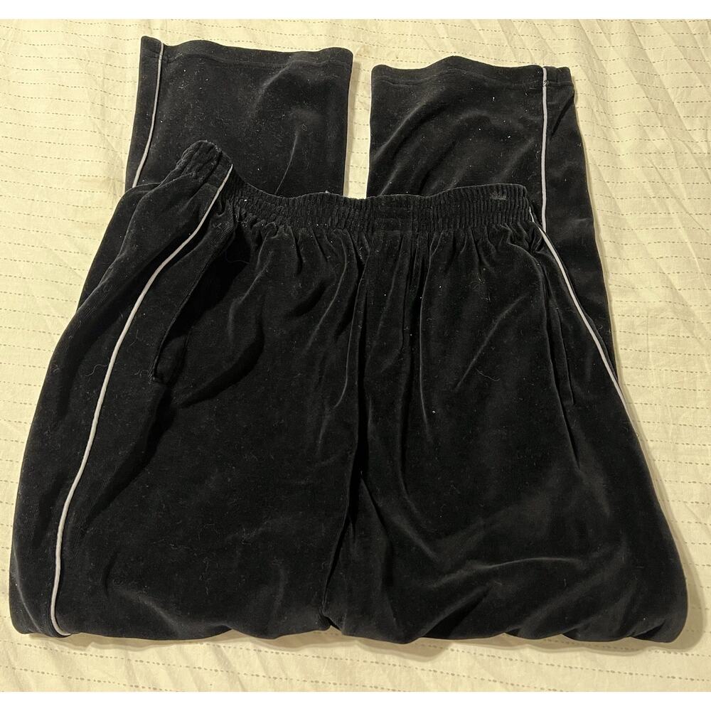 Sweatscdo Velvet Track Pants Sz Large Black. Bootcut Legs. Zipper Pocket